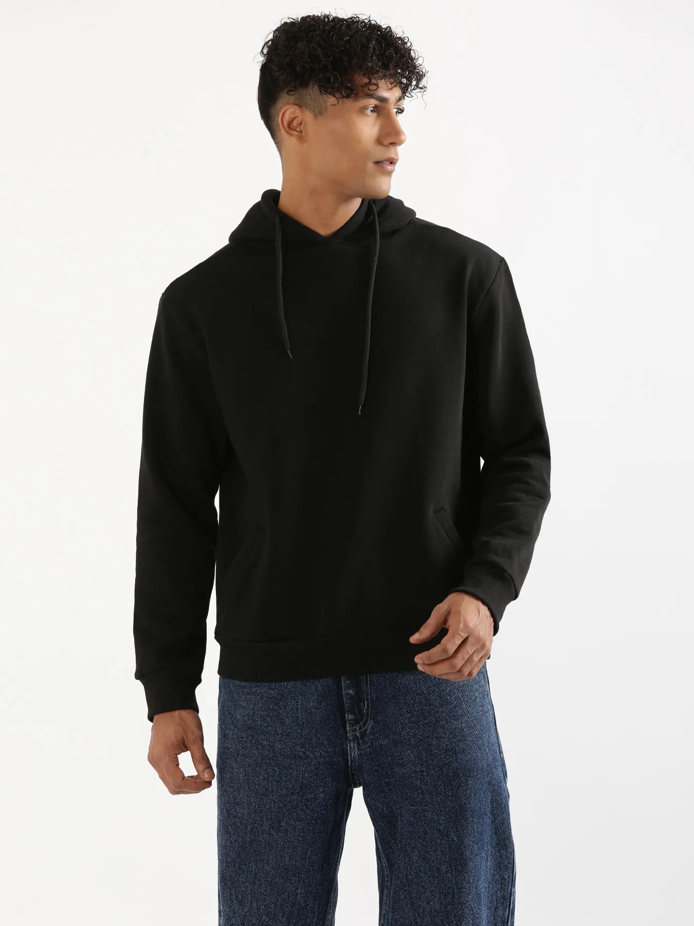 Unisex Black Pullover Fleece Hoodie