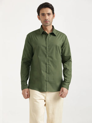 Men Forest Green Better Cotton Full Sleeve Shirt