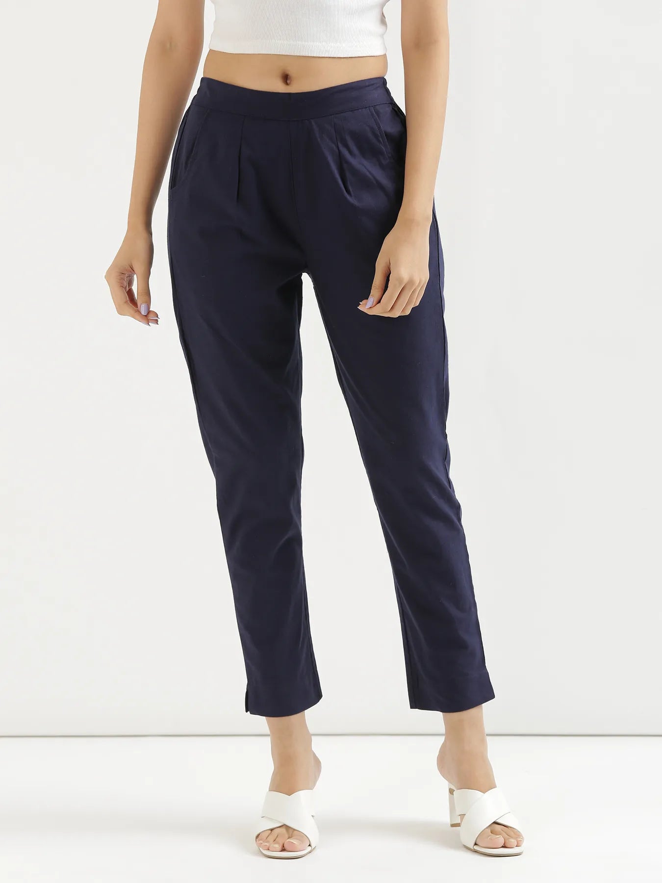 Pick Any 3 Women Cotton Pant - Navy Blue