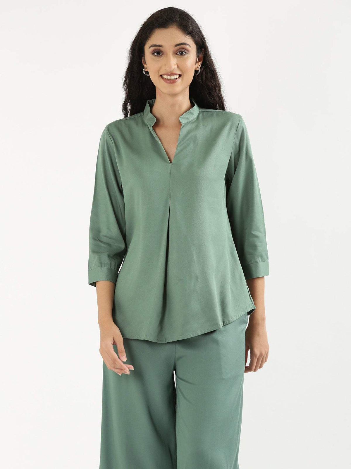 Pick Any 3 Women Viscose Pleated Top - Jade
