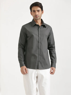 Men Dark Grey Better Cotton Full Sleeve Shirt