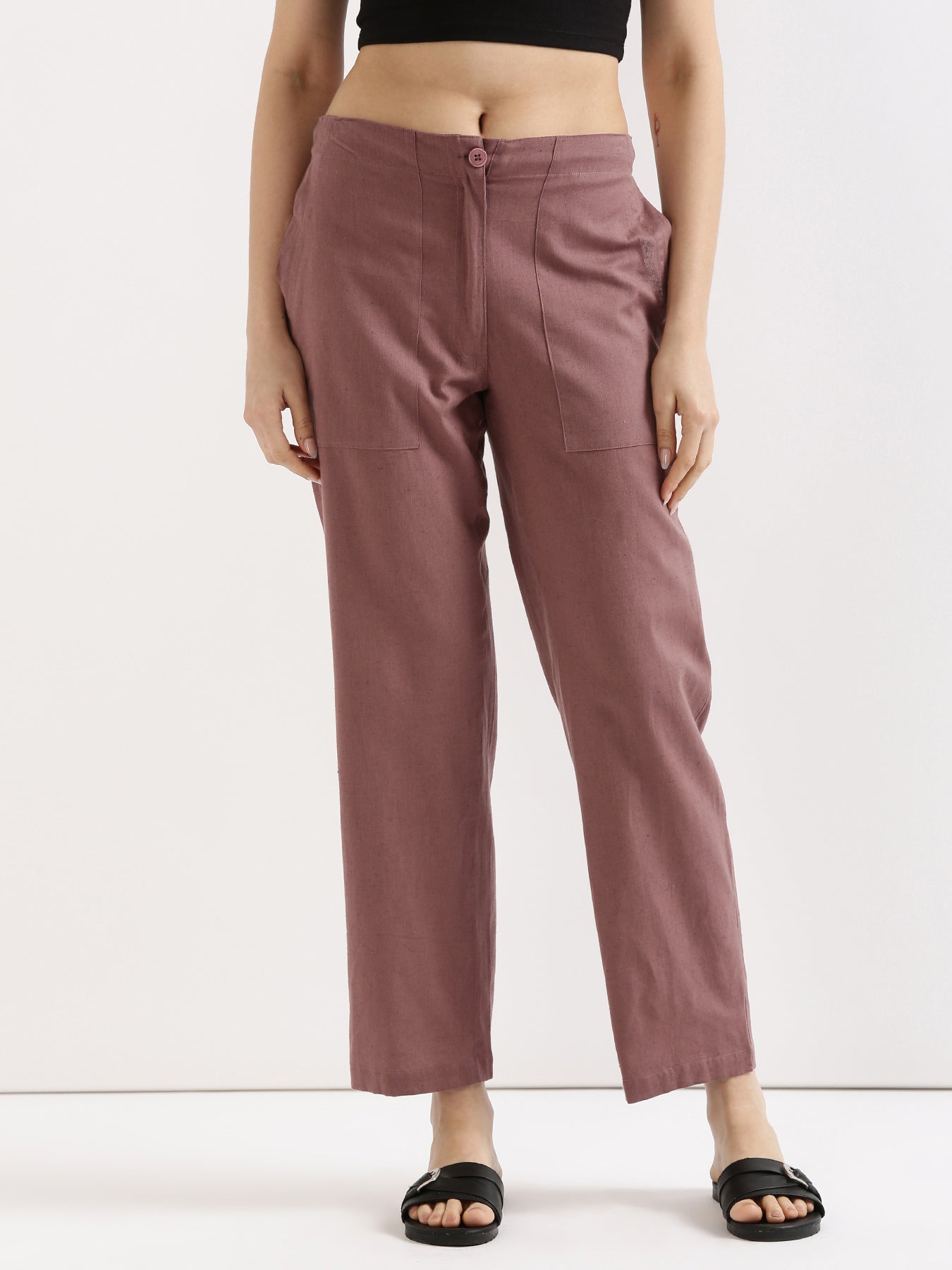 Rose Taupe Airy Linen Pants