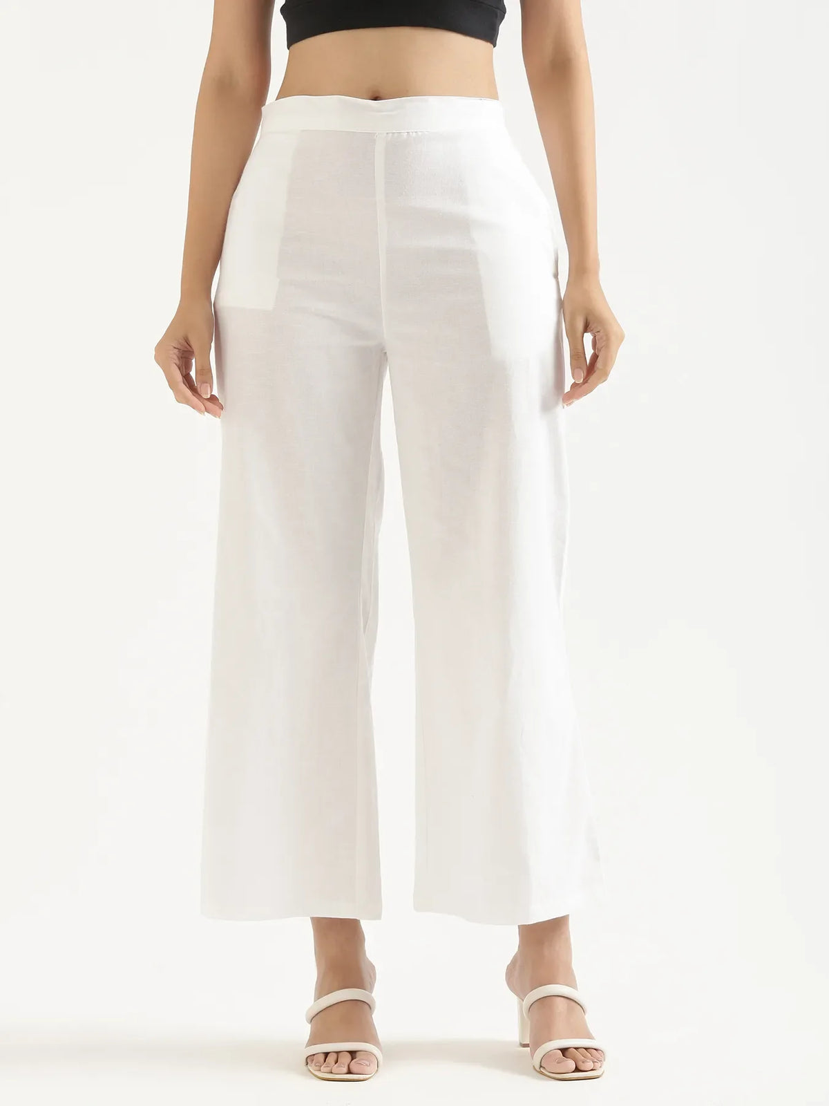Pick Any 3 Women Airy Linen Wide Leg Pant - White