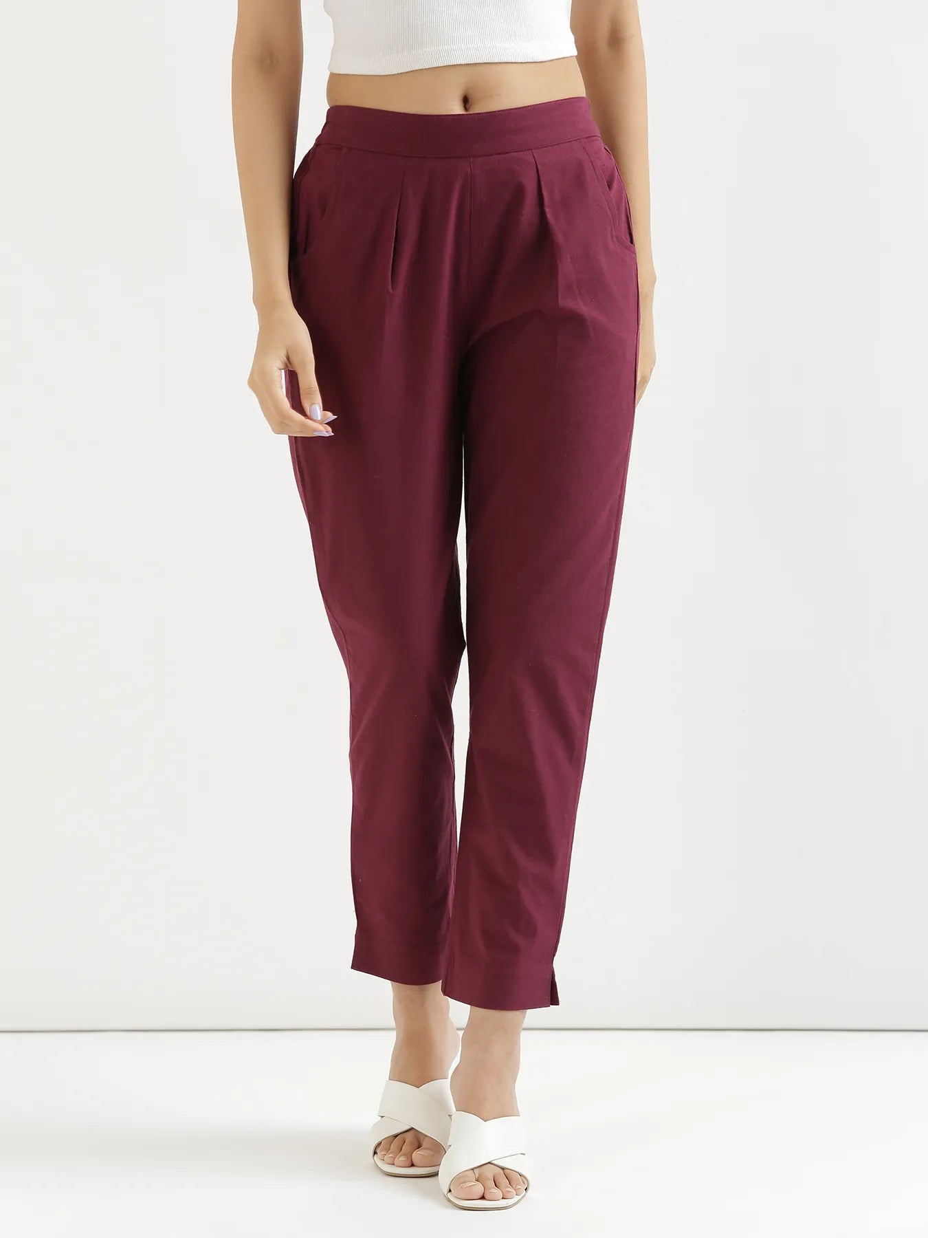 Pick Any 3 Women Cotton Pant - Wine