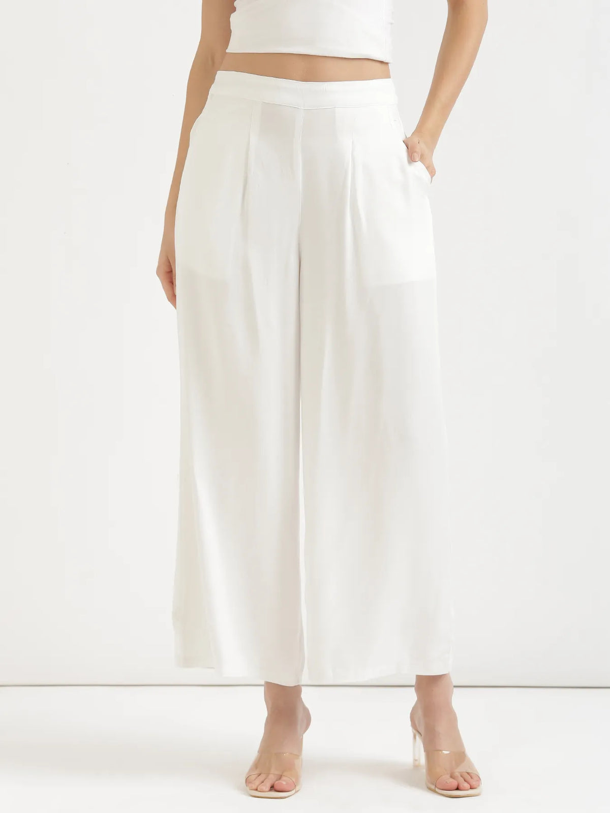 Pick Any 3 Women Viscose Palazzo Pant - White