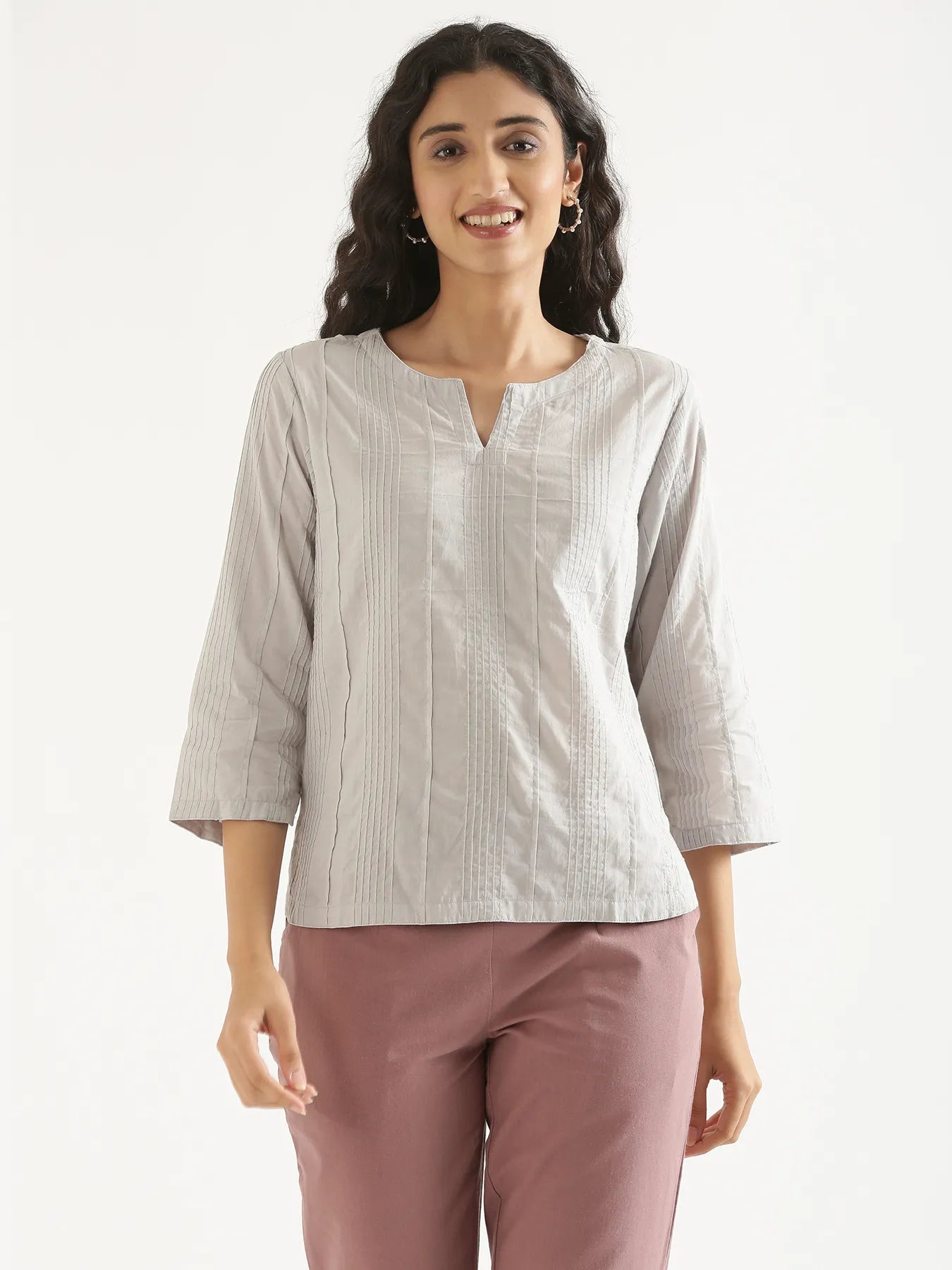 Women Grey Everyday Cotton Top
