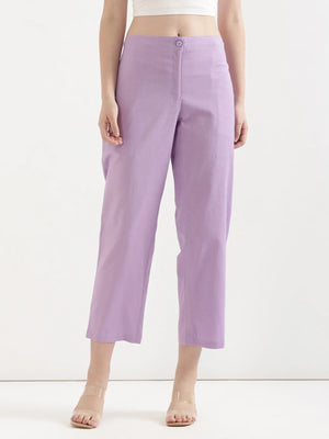 Women Lilac Airy Linen Straight Pant