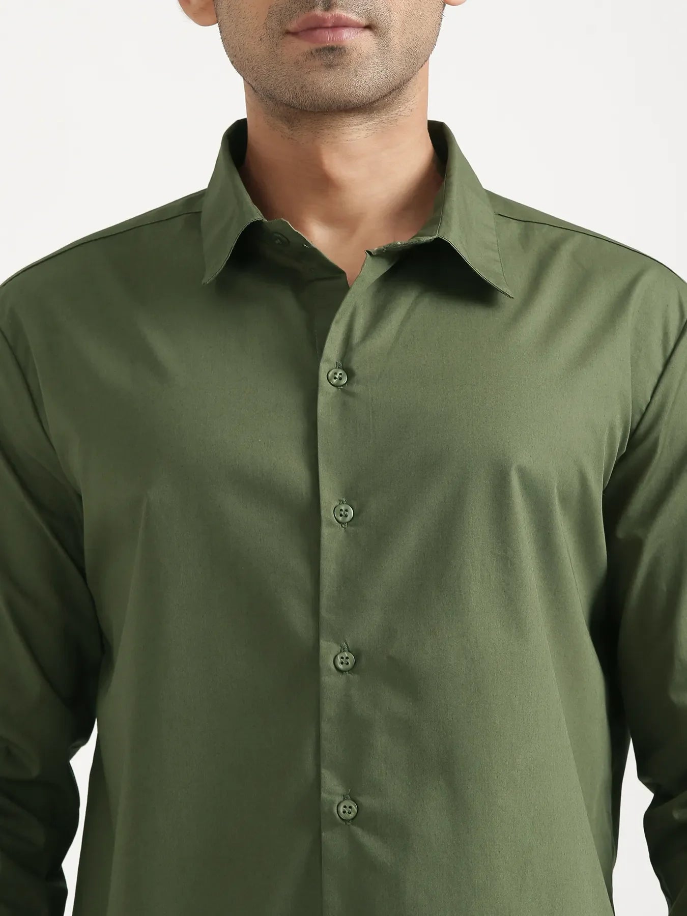 Men Forest Green Better Cotton Full Sleeve Shirt & Beige Linen Blend Straight Pant