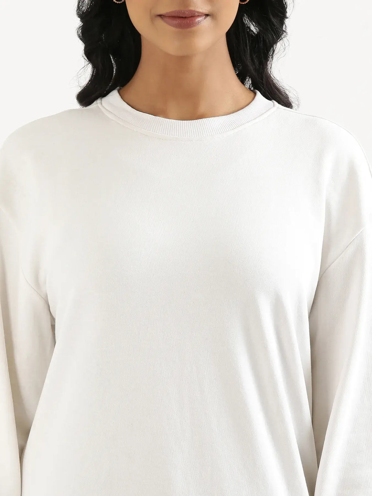 Unisex White Round Neck Sweatshirt