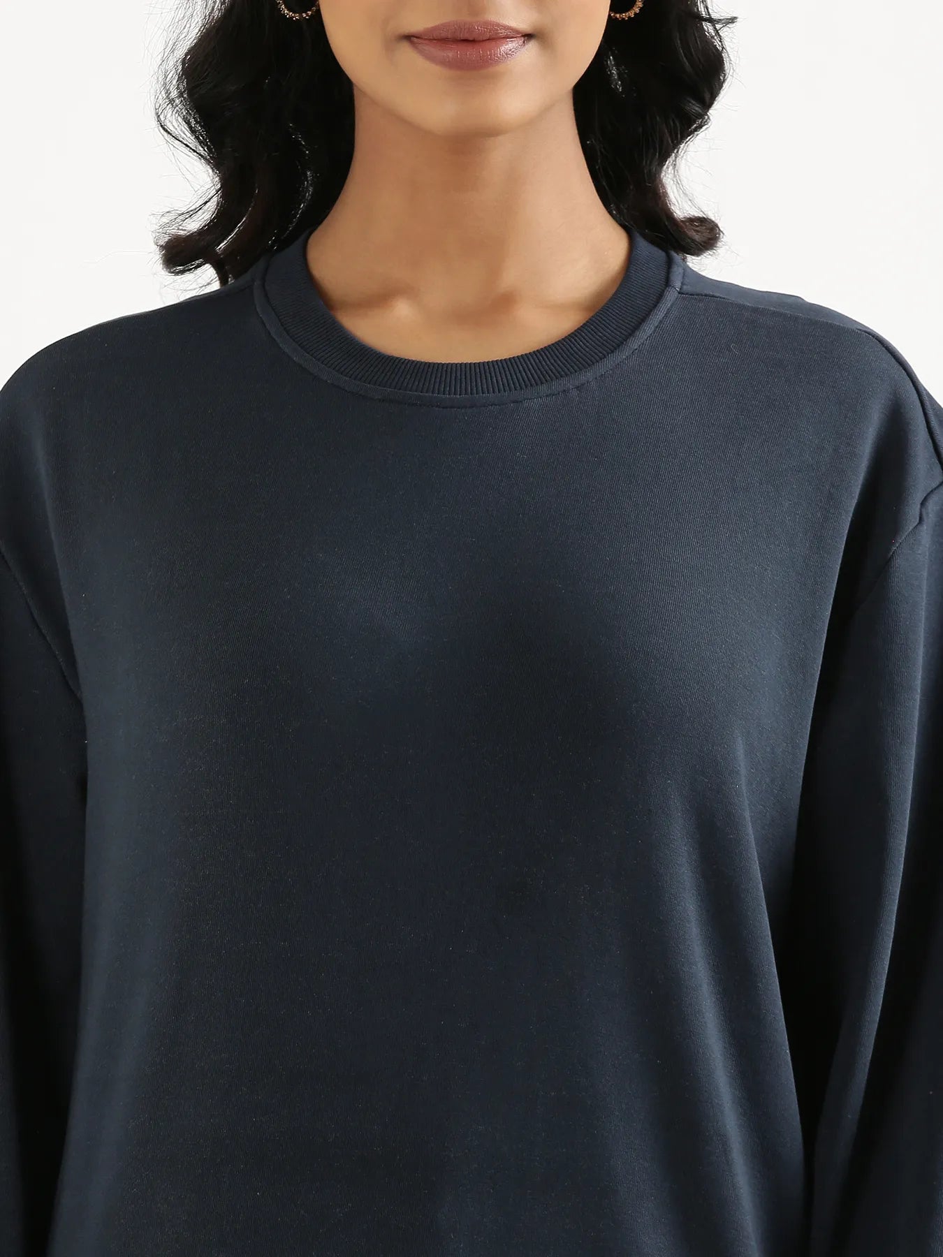 Unisex Navy Blue Round Neck Sweatshirt