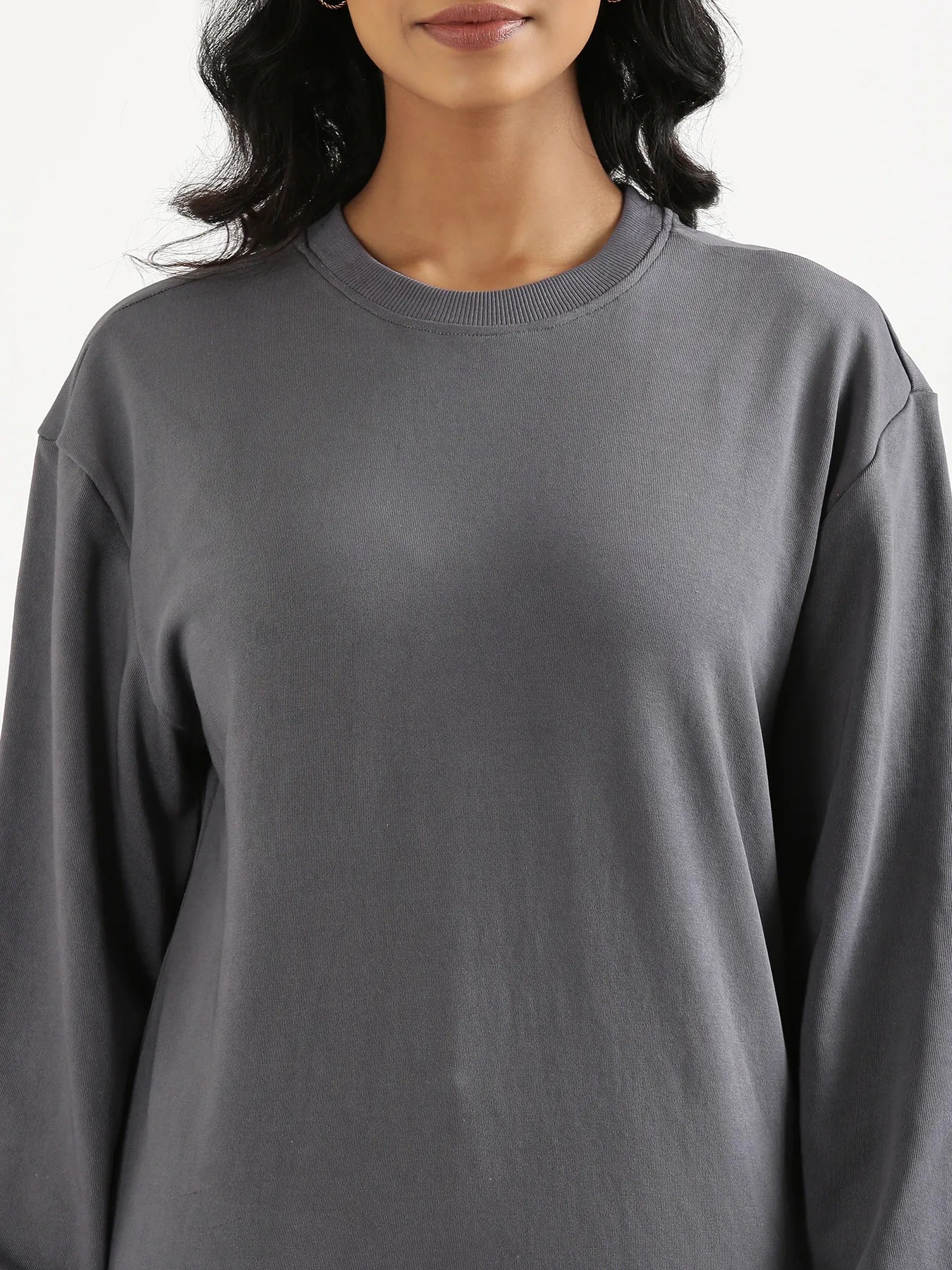 Unisex Grey Round Neck Sweatshirt
