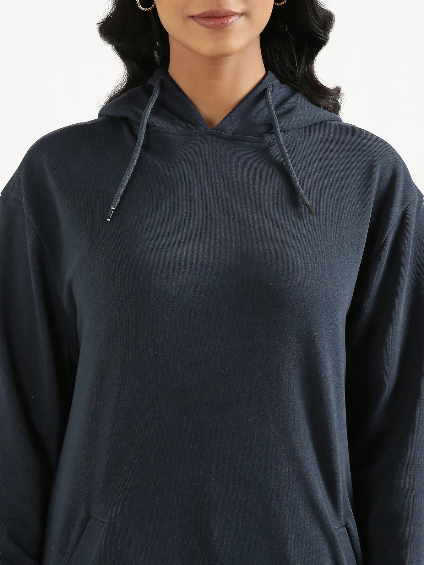 Unisex Navy Blue Pullover Fleece Hoodie