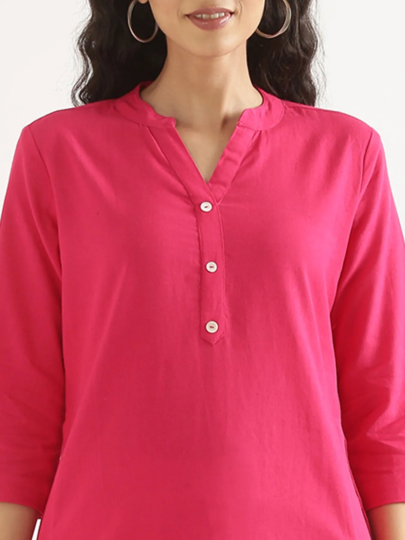 Women Hot Pink Airy Linen Long Kurta