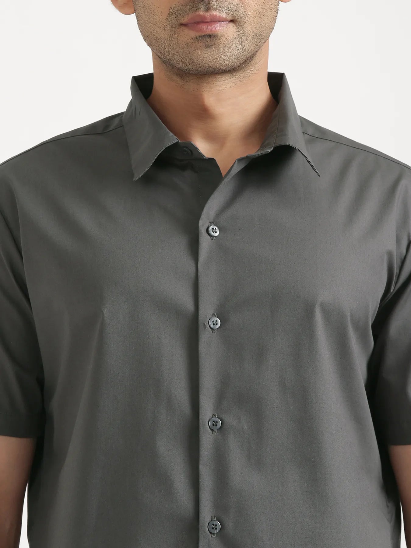 Men Dark Grey Better Cotton Short Sleeve Shirt