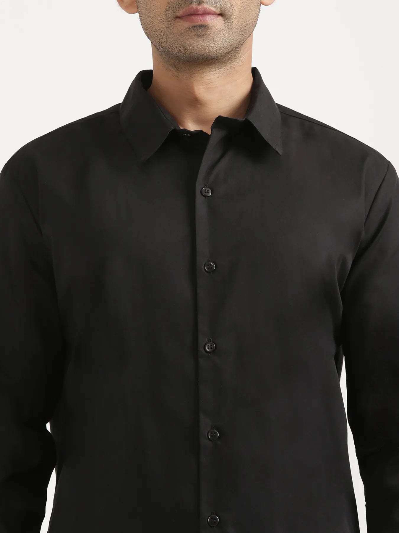 Men Black Better Cotton Full Sleeve Shirt & Khakhi Linen Blend Straight Pant