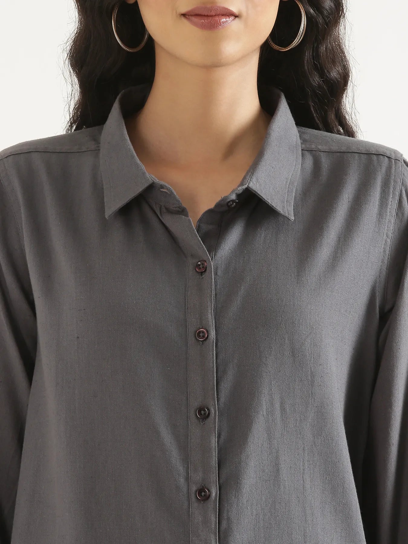 Women Slate Grey Airy-Linen Shirt