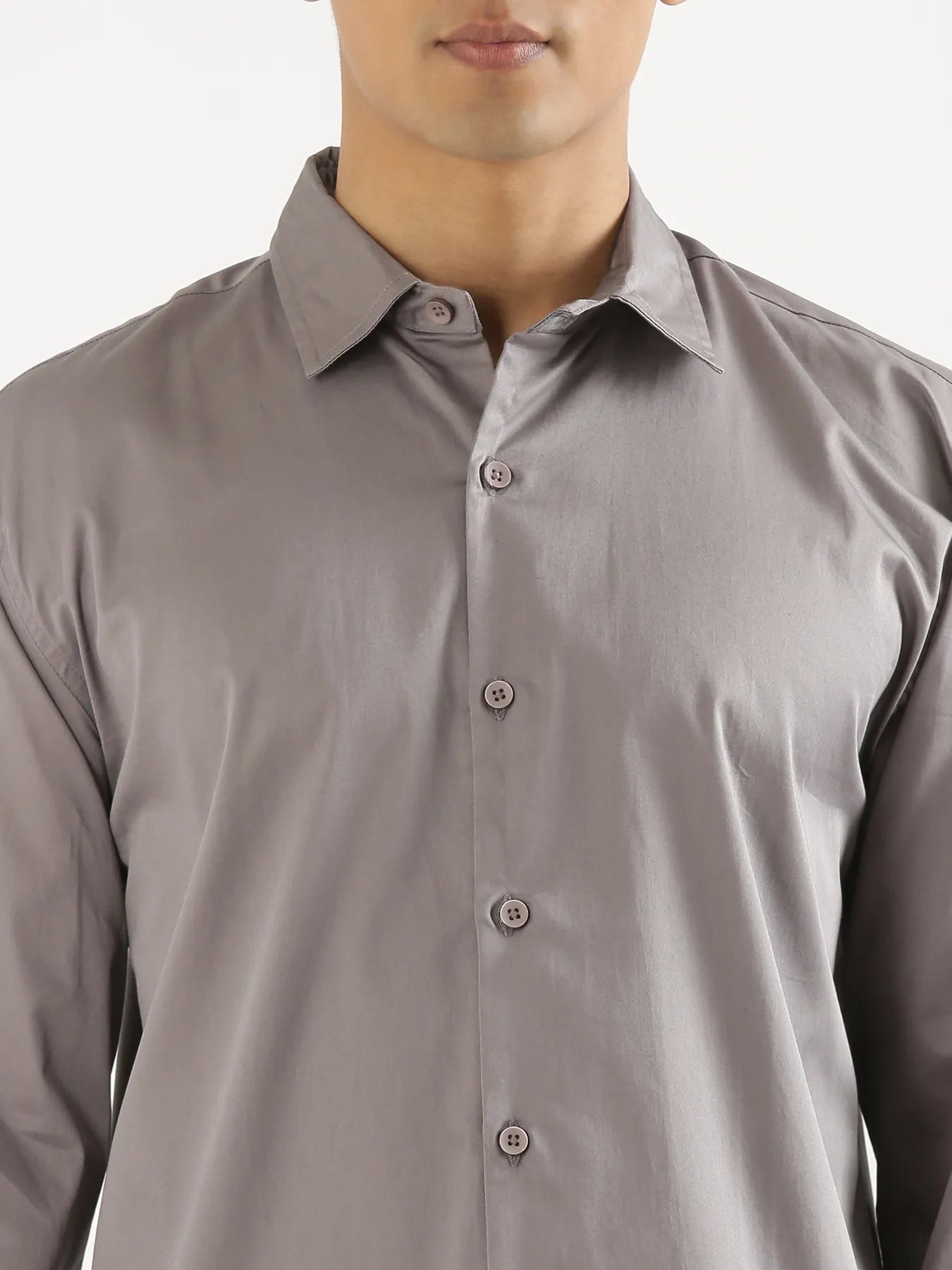 Men Plus Size Grey Formal Shirts