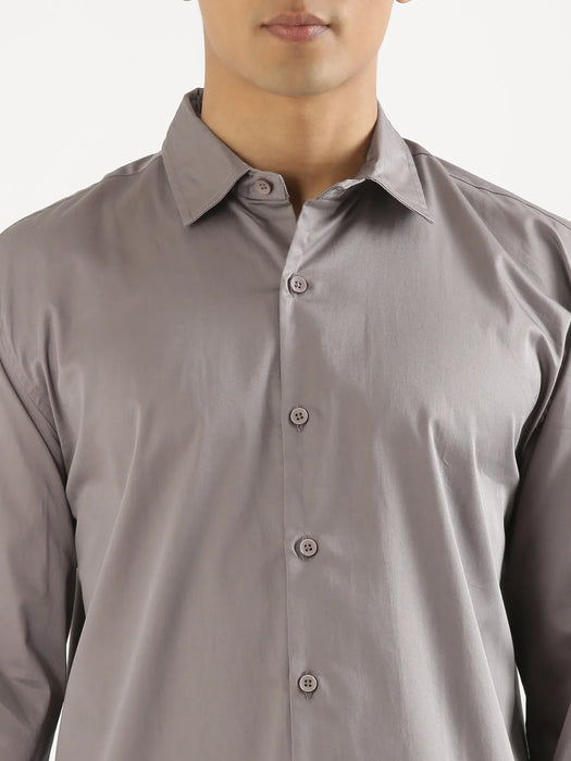 Men Plus Size Grey Formal Shirts
