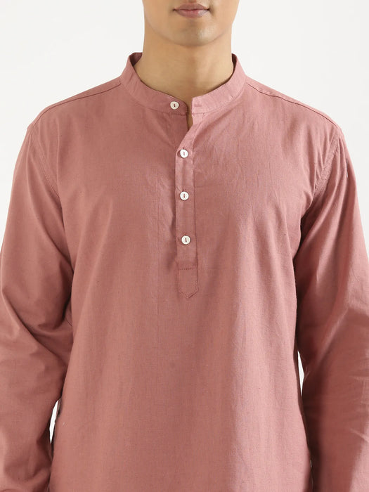 Men Rose Taupe Airy Linen Short Kurta
