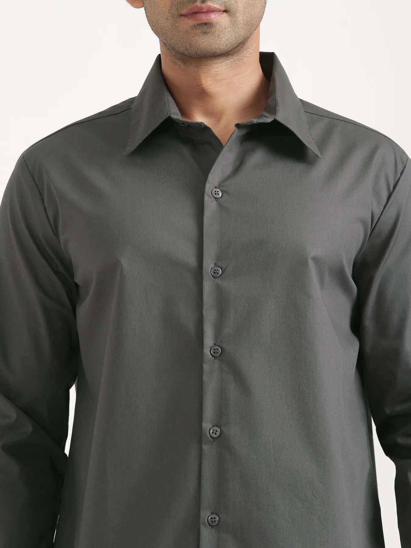 Men Dark Grey Better Cotton Full Sleeve Shirt