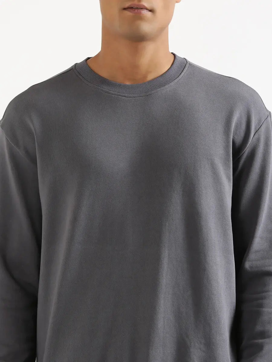 Unisex Grey Round Neck Sweatshirt