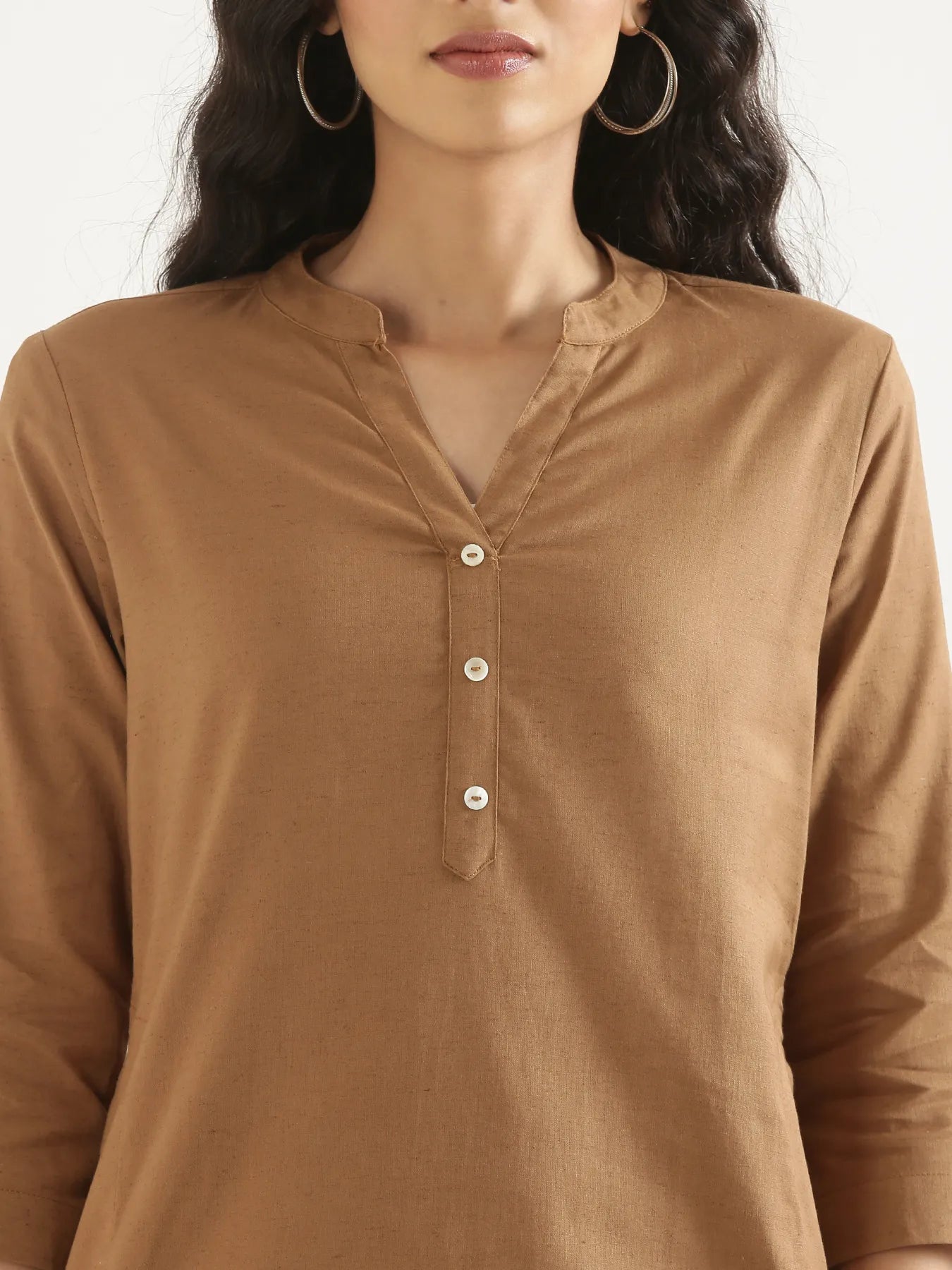 Women Coffee Brown Airy Linen Long Kurta
