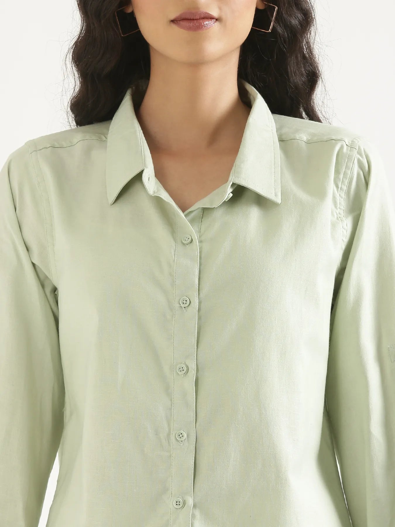 Women Mint Green Airy-Linen Shirt