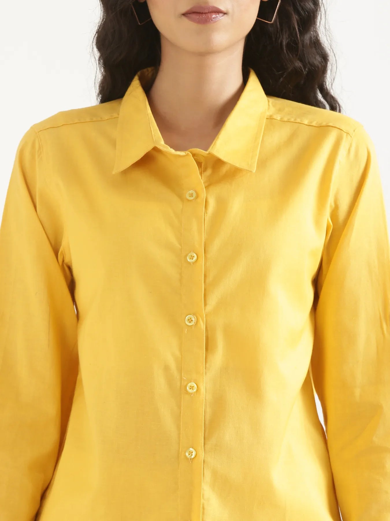 Women Yellow Airy-Linen Shirt