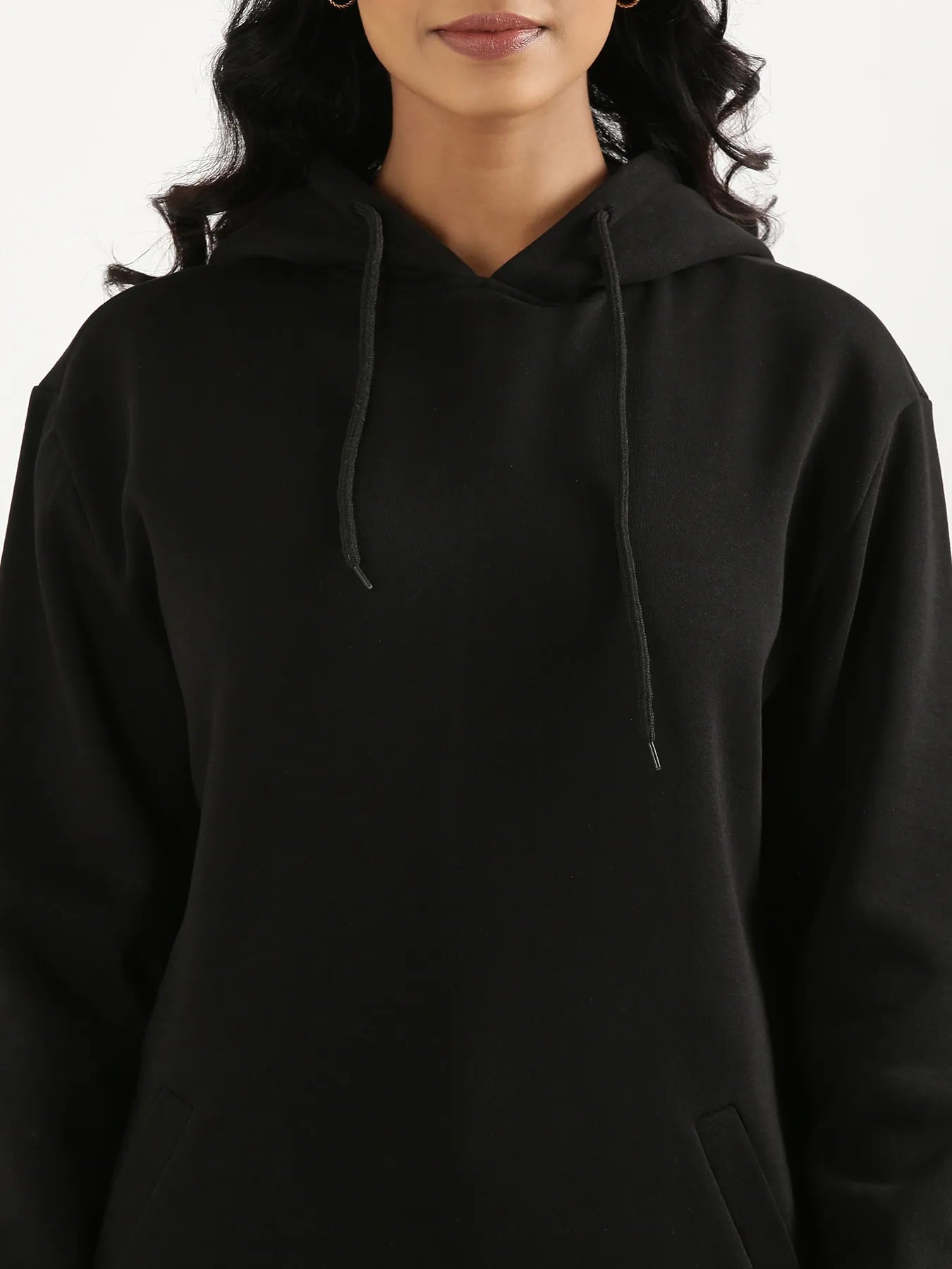 Unisex Black Pullover Fleece Hoodie