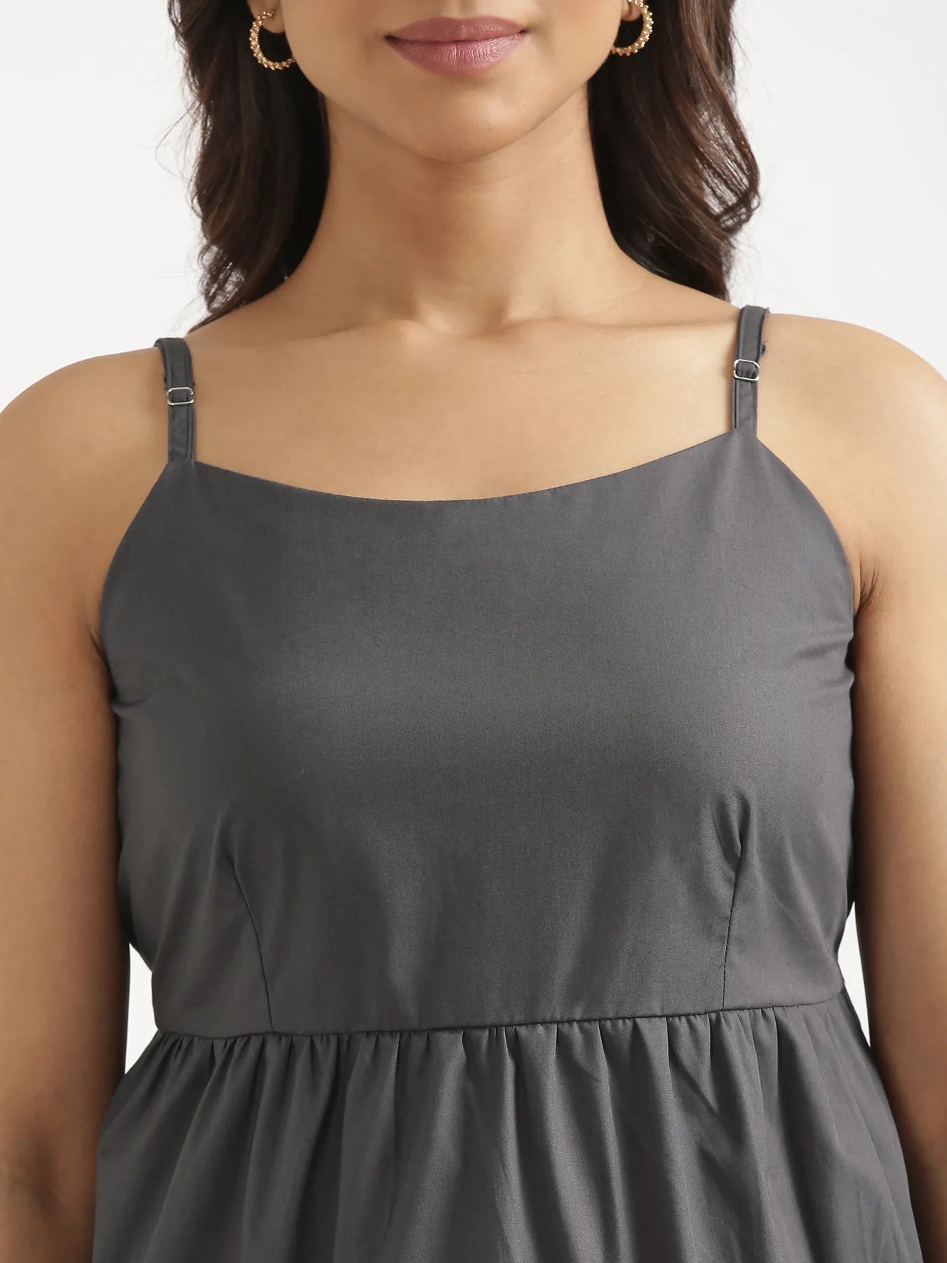 Women Dark Grey Better Cotton Peplum Top