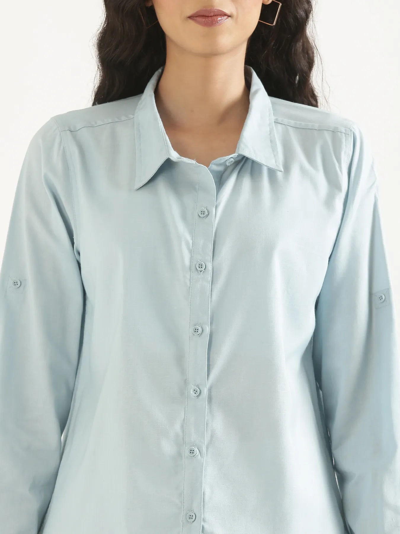 Women Sky Blue Airy-Linen Shirt