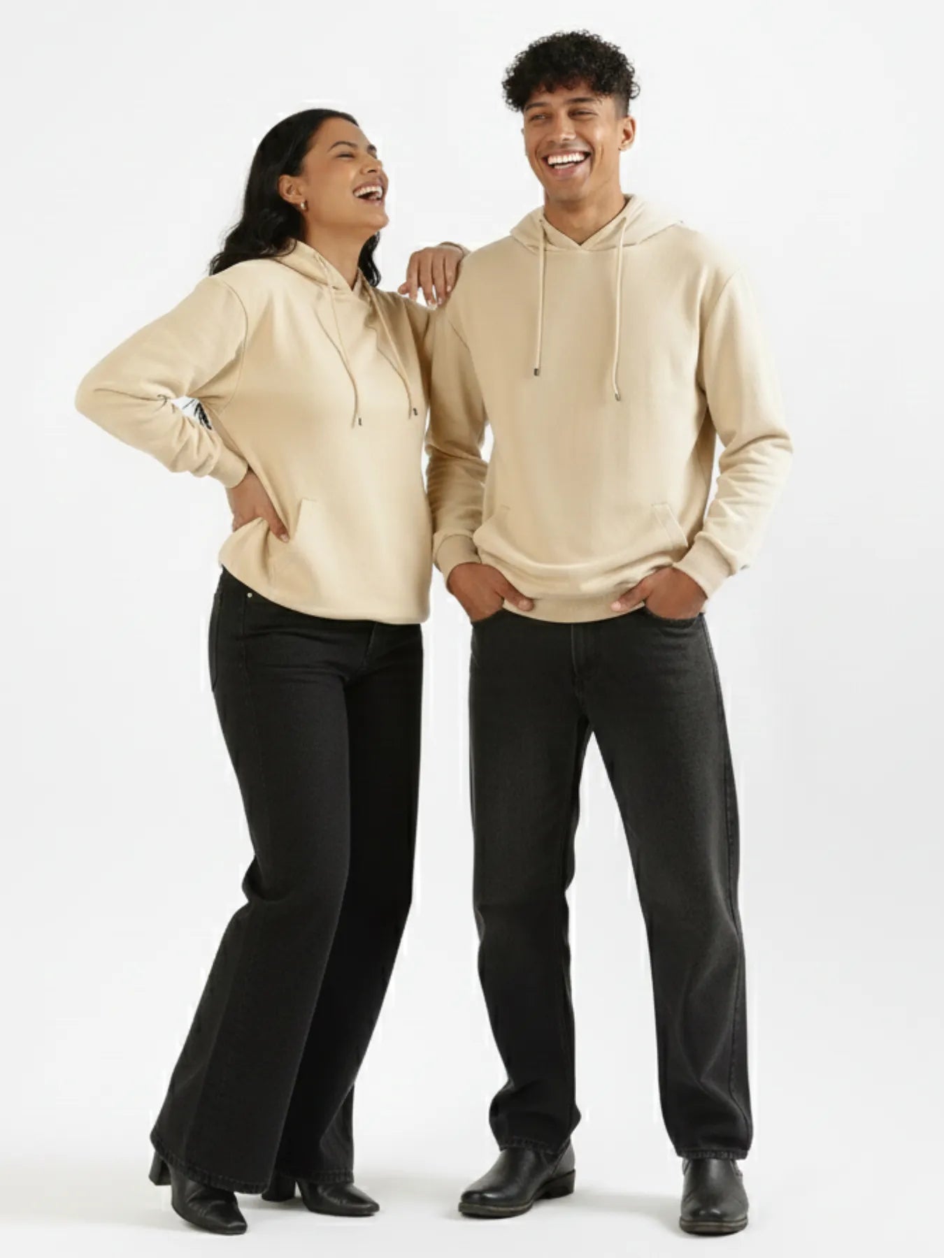 Unisex Beige Pullover Fleece Hoodie