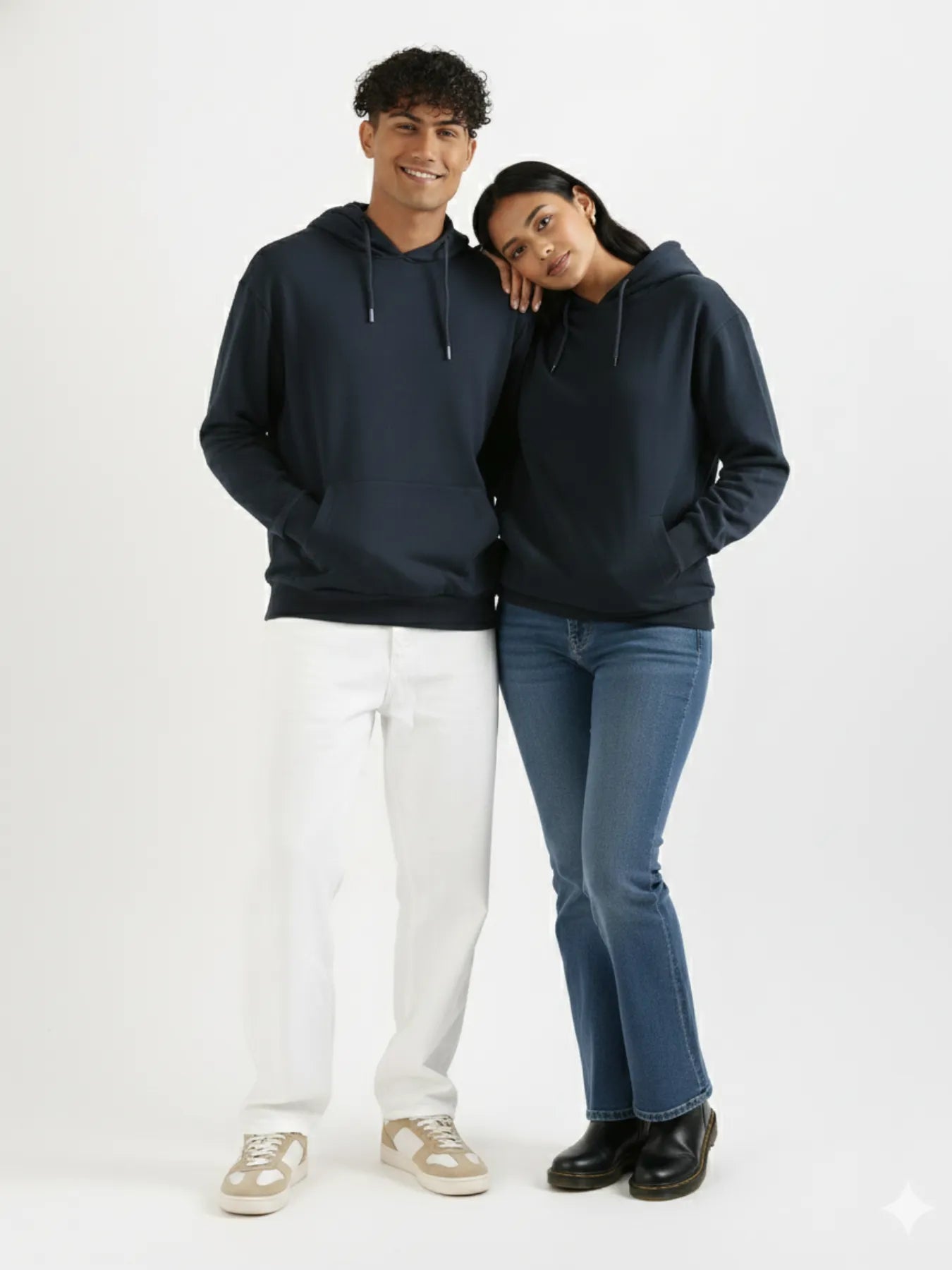Unisex Navy Blue Pullover Fleece Hoodie