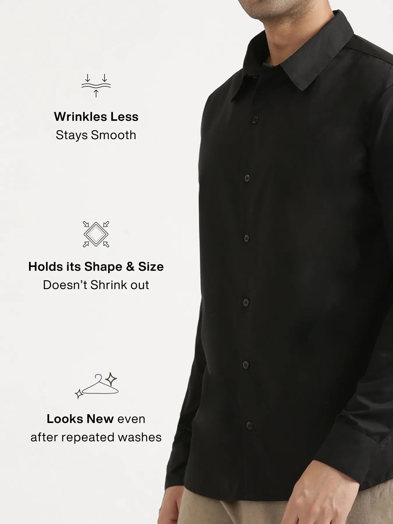 Men Black Better Cotton Full Sleeve Shirt