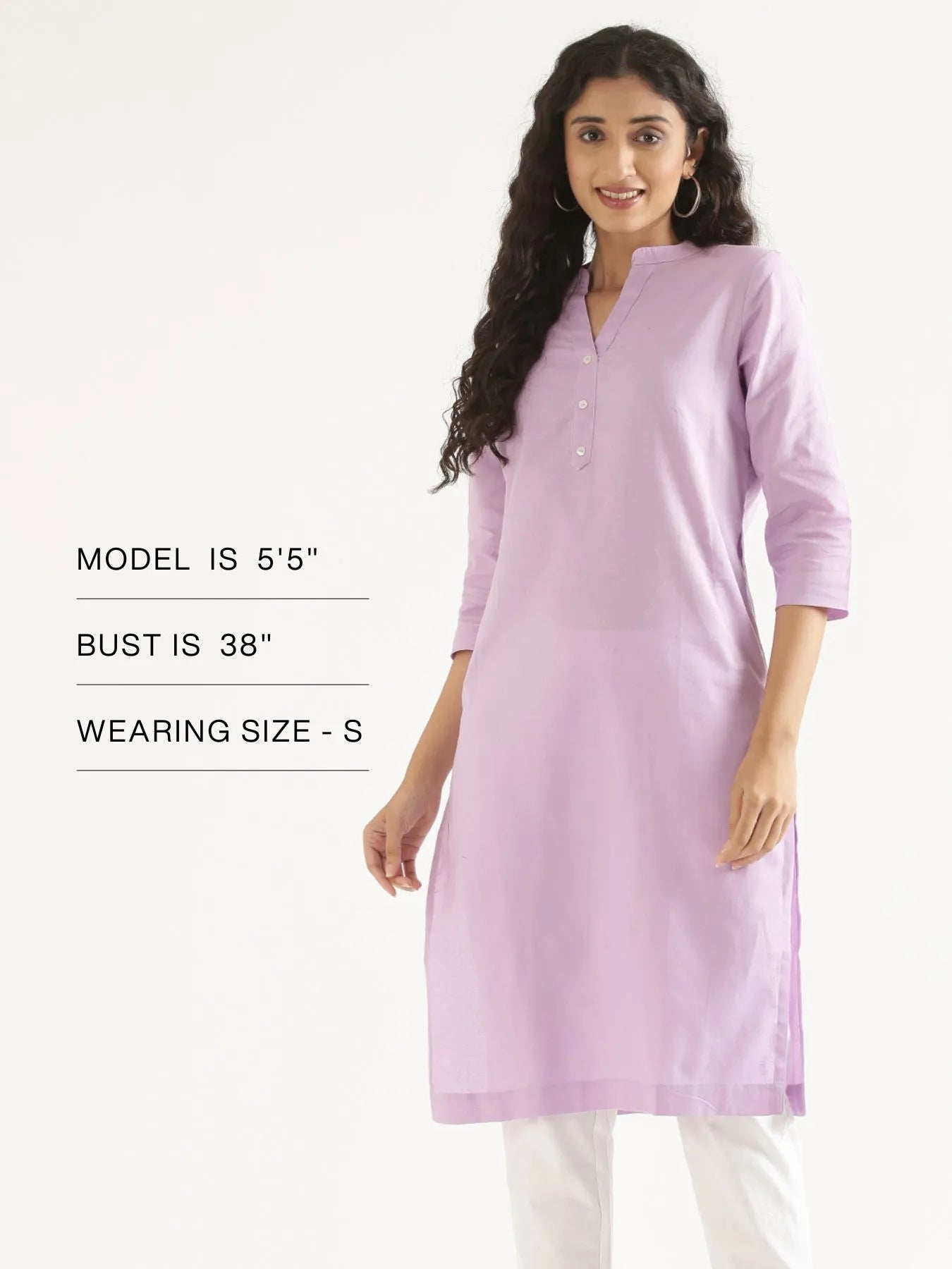 Women Lilac Airy Linen Long Kurta