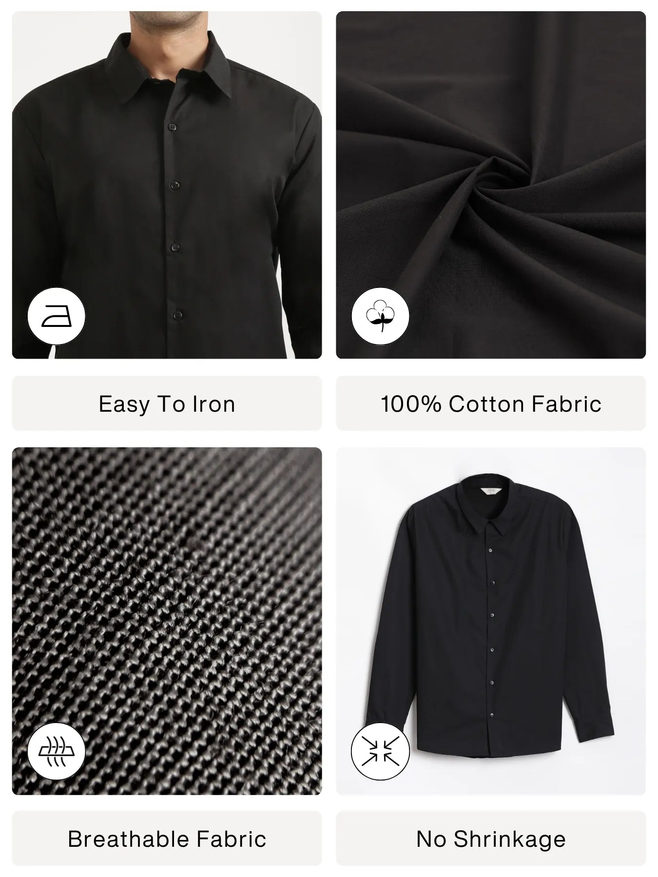 Men Black Better Cotton Full Sleeve Shirt