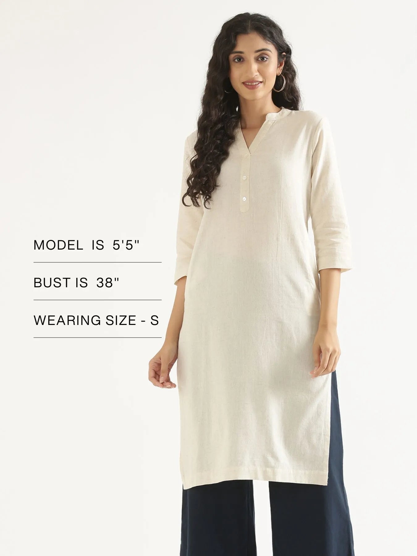 Women Ecru Airy Linen Long Kurta