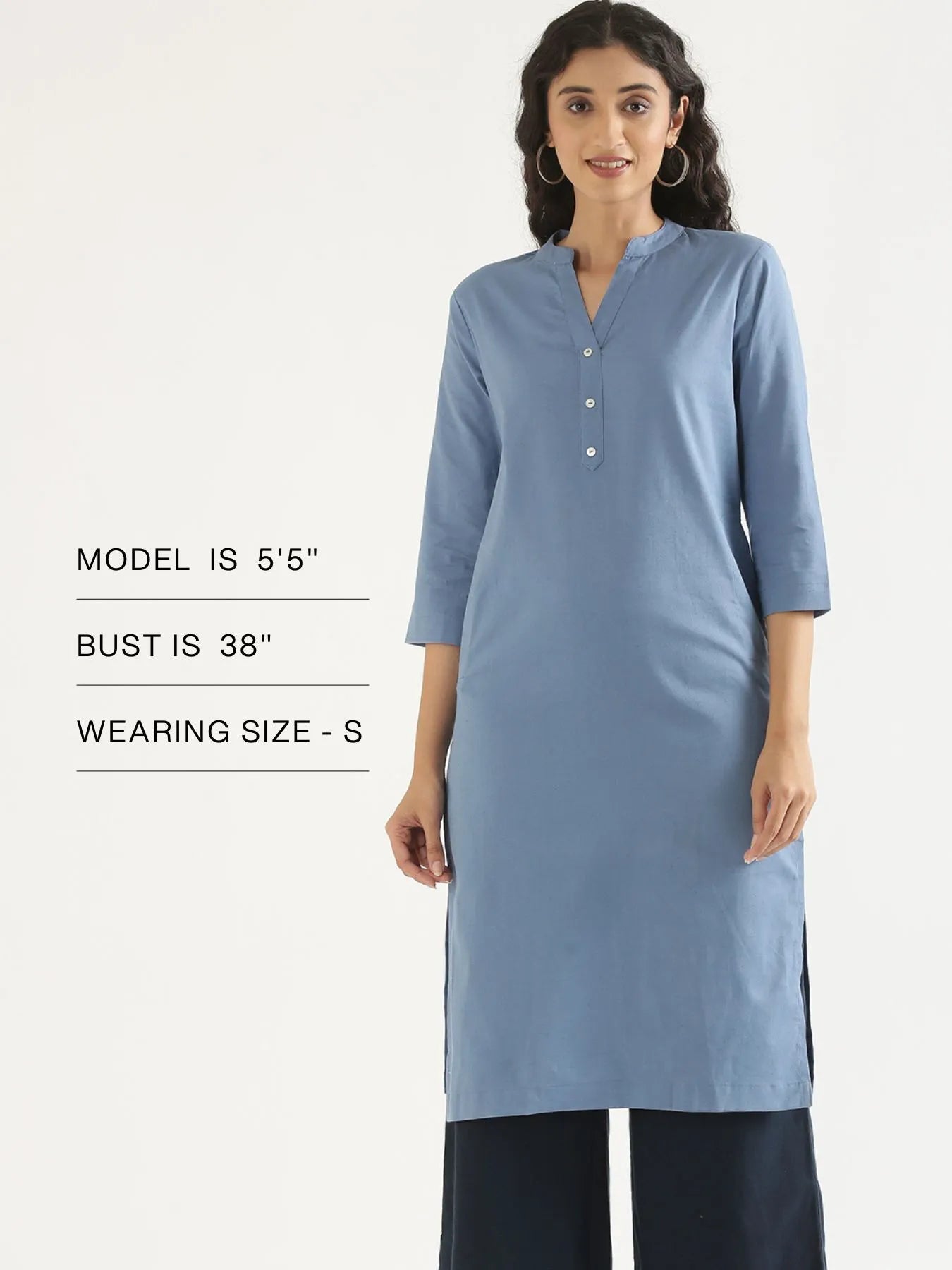 Women English Blue Airy Linen Long Kurta