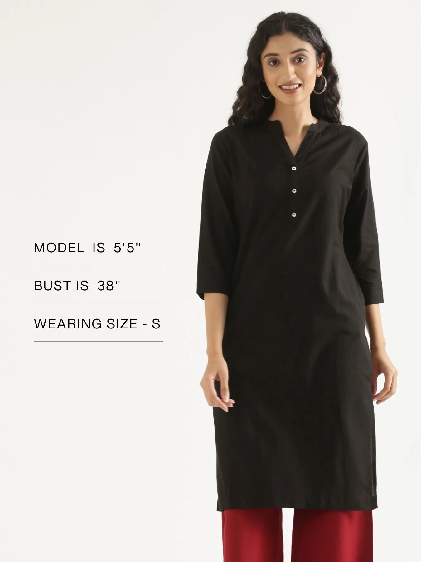Women Black Airy Linen Long Kurta