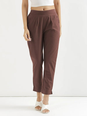Women Mauve Brown Cotton Pant