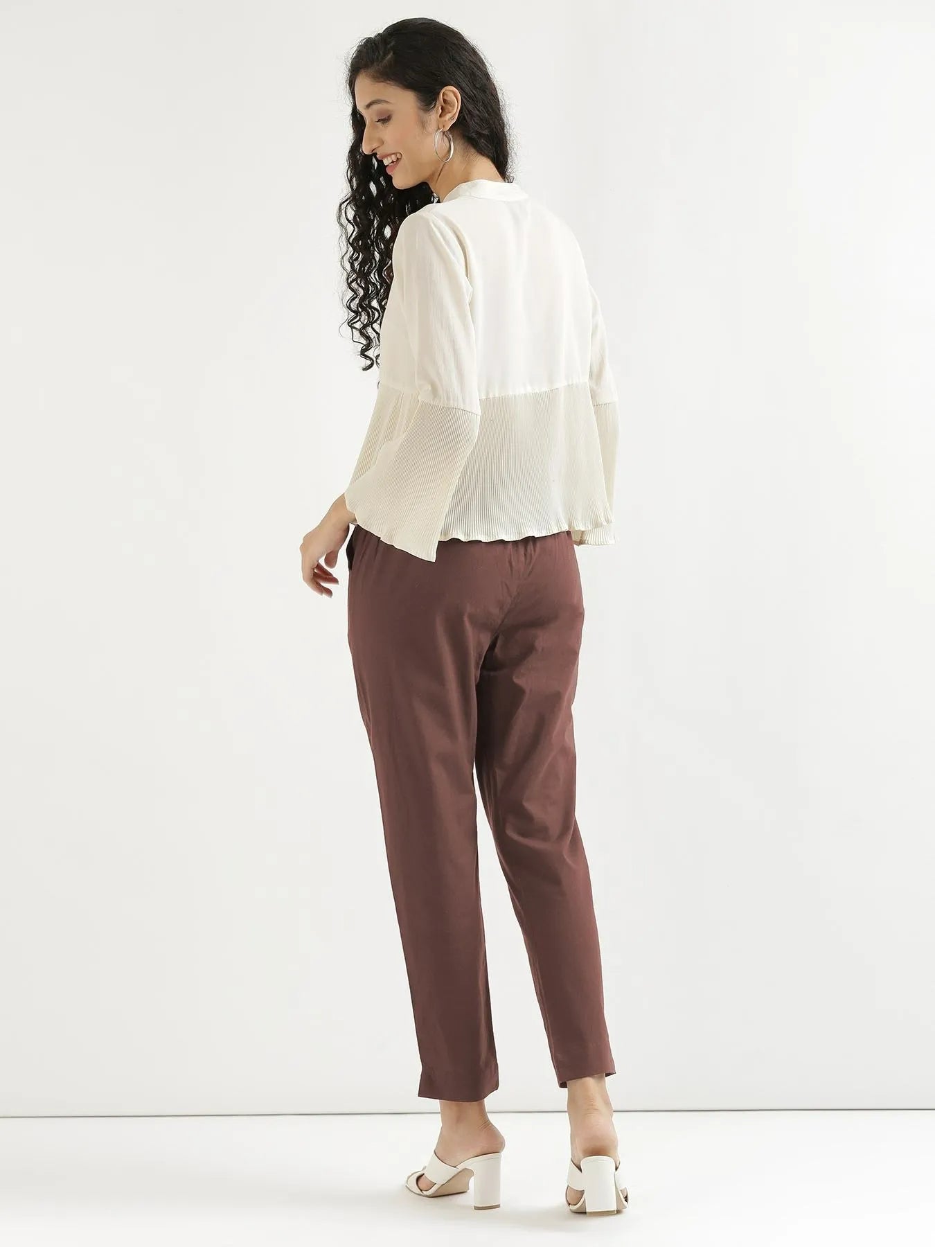 Women Mauve Brown Cotton Pant
