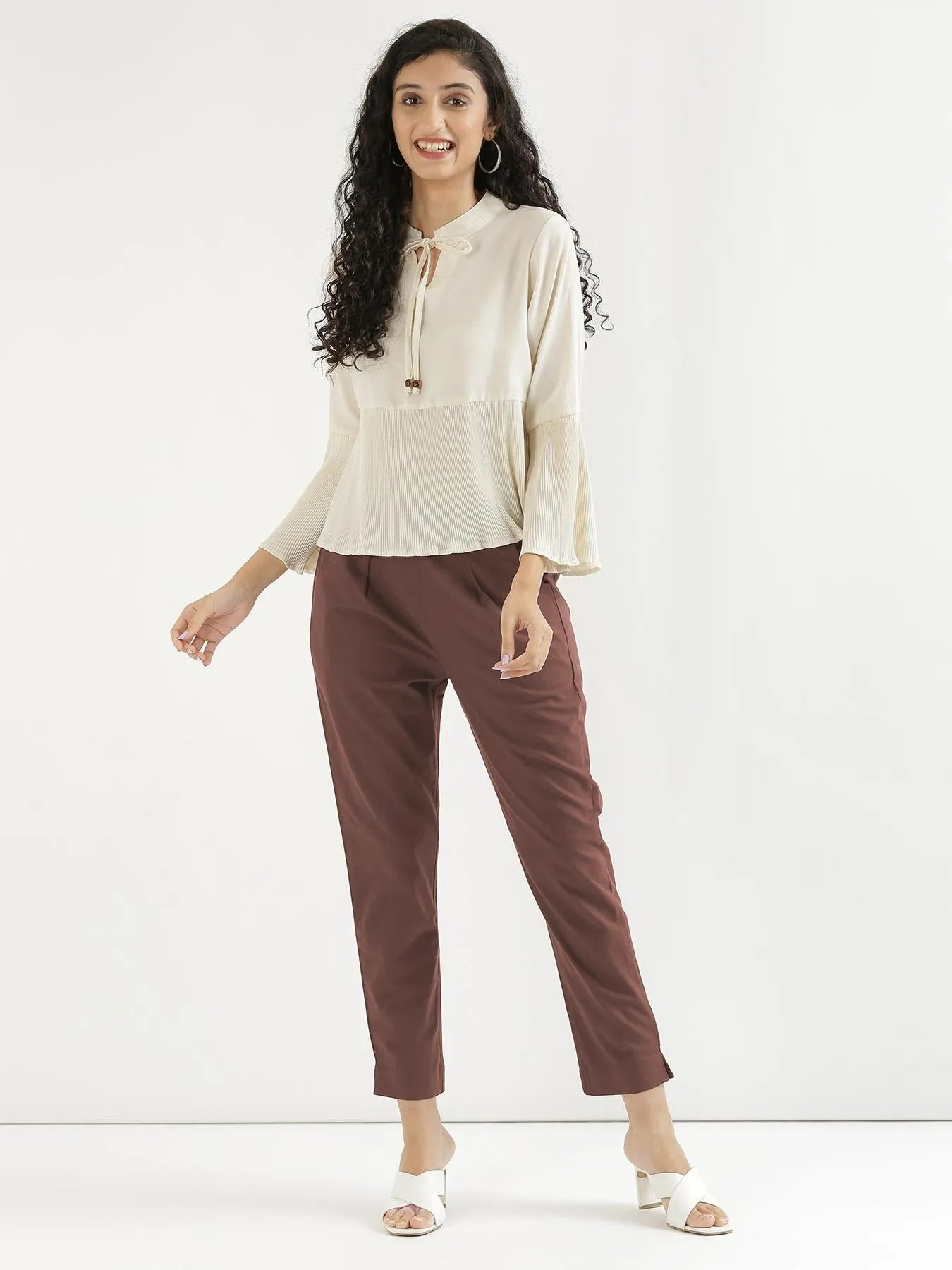 Women Mauve Brown Cotton Pant