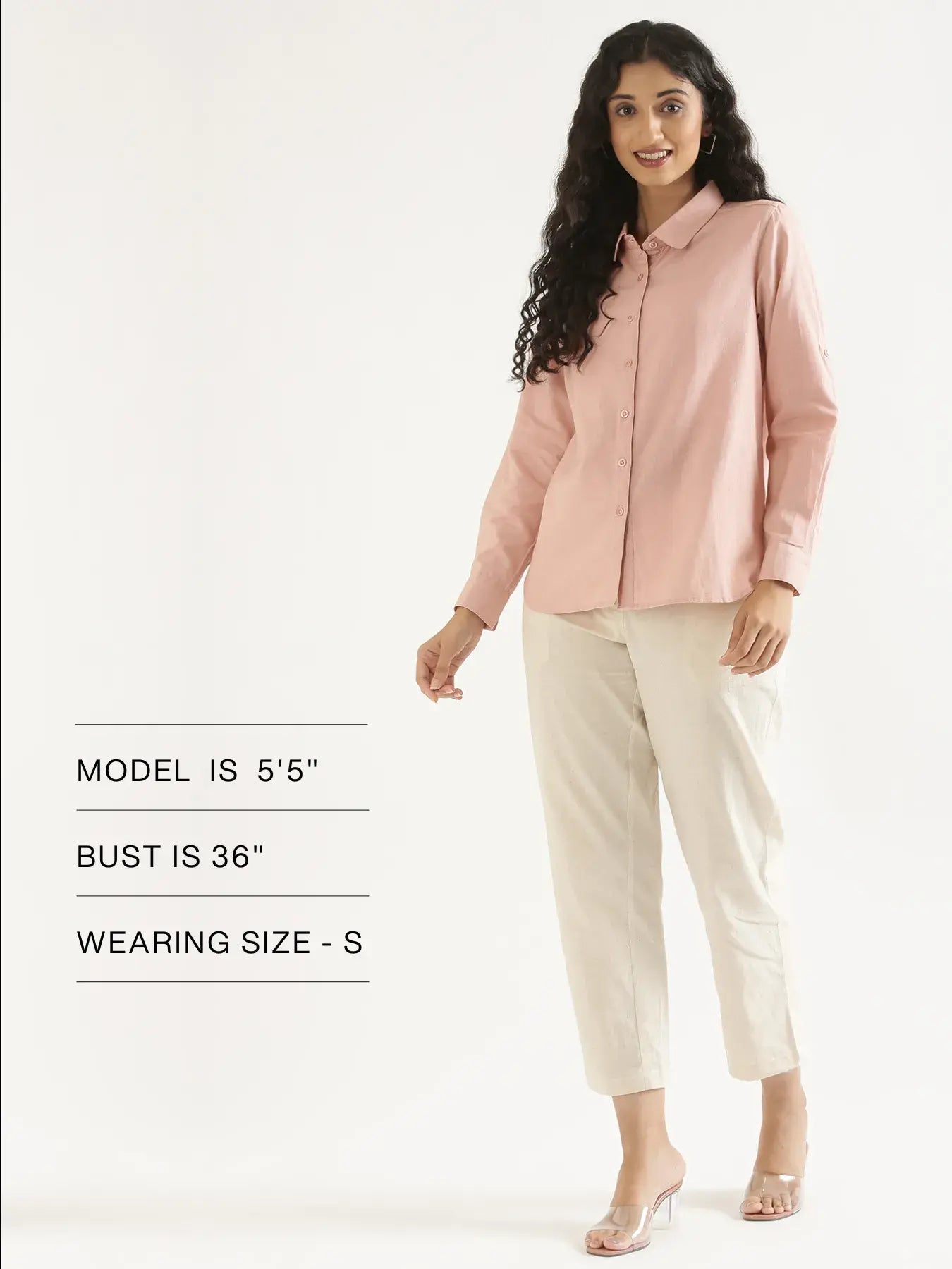 Women Salmon Pink Airy-Linen Shirt