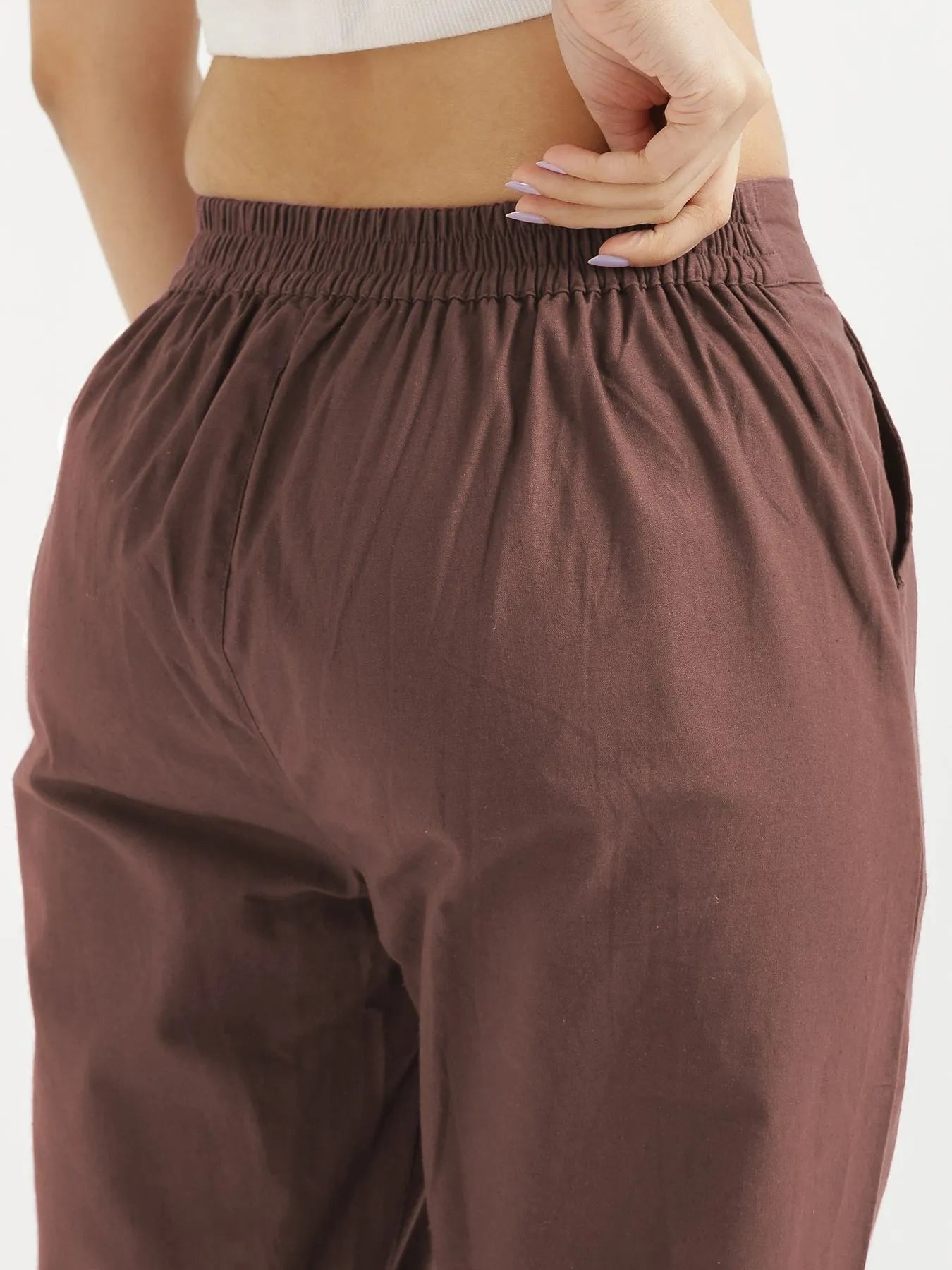 Women Mauve Brown Cotton Pant