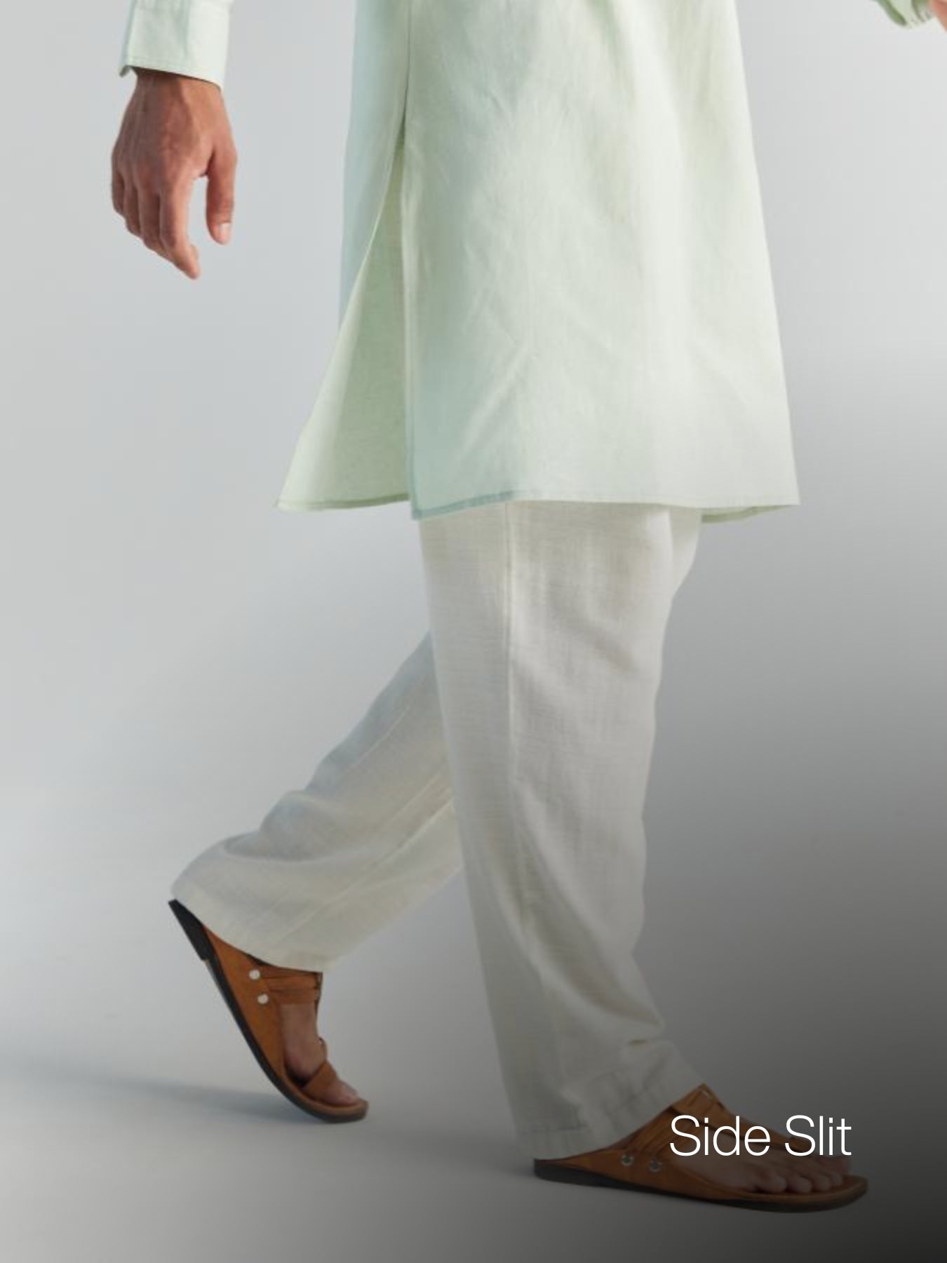 Men Mint Green Airy Linen Long Kurta