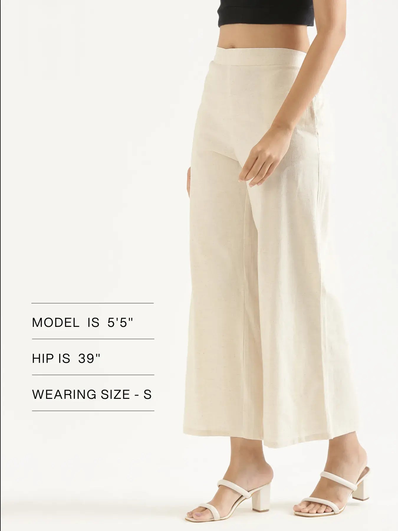 Women Ecru Airy Linen Wide Leg Pant