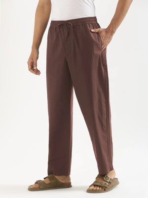 Men Mauve Brown Cotton Pant