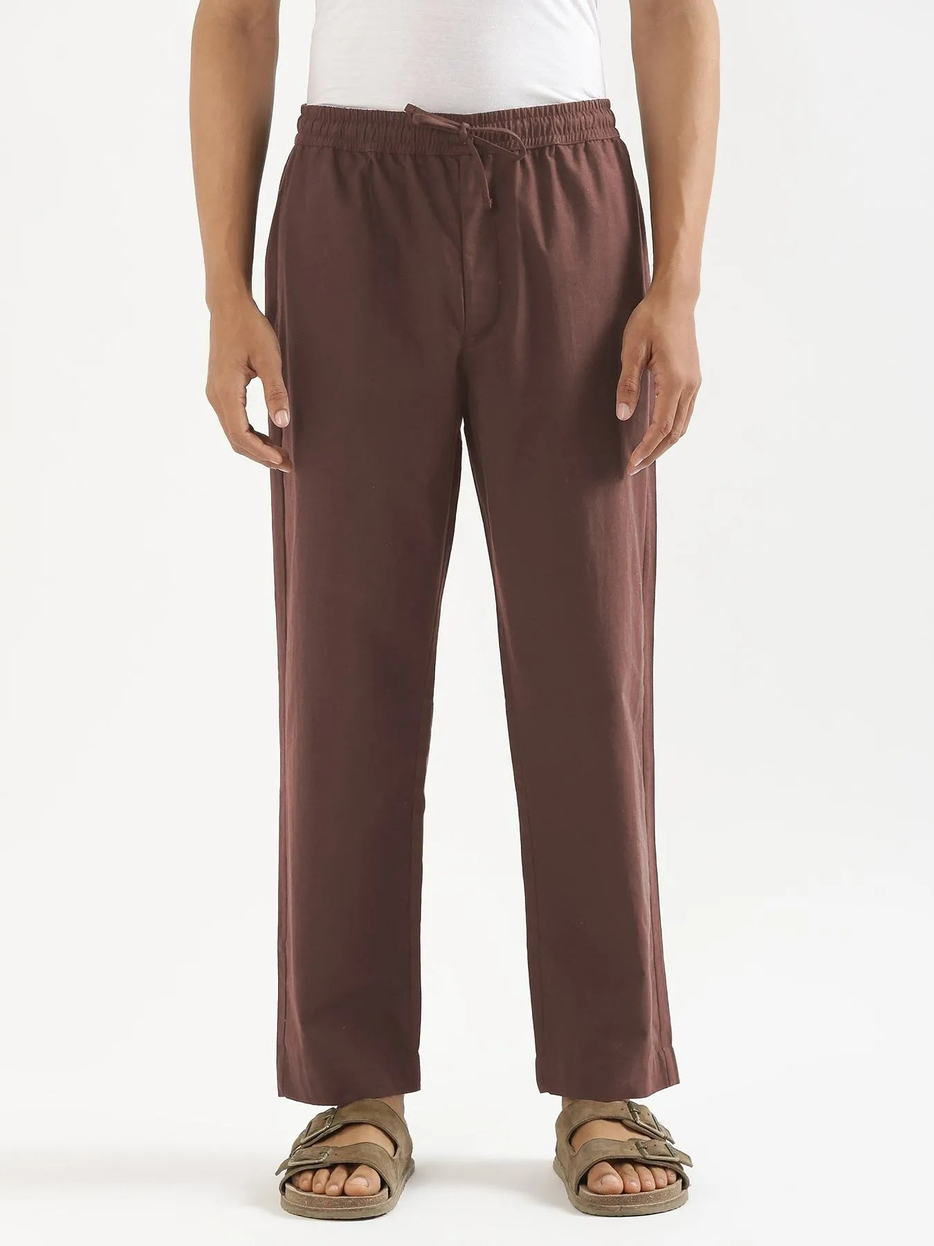 Men Mauve Brown Cotton Pant