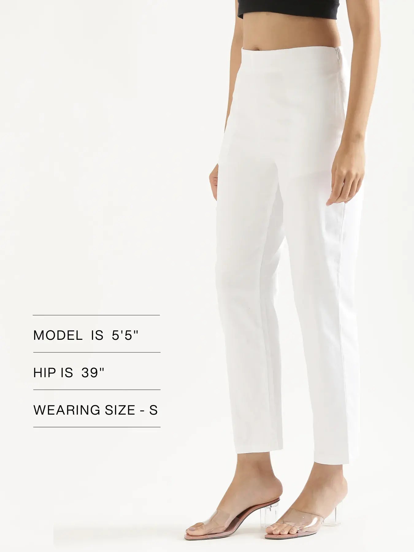 Women White Straight Fit Formal Pants