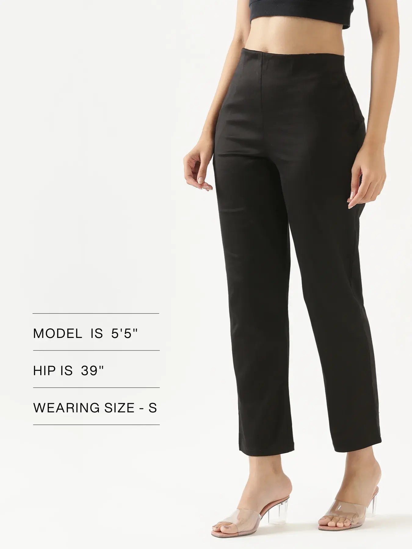 Women Black Straight Fit Formal Pants
